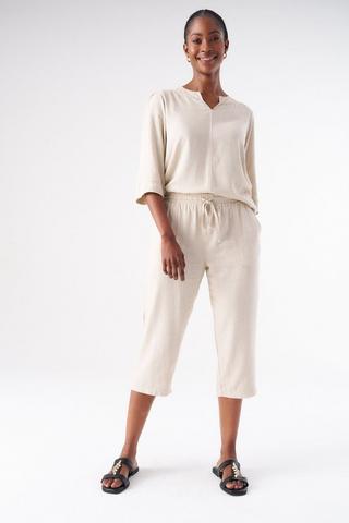 LINEN BLEND CROPS STONE