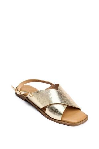 PEEPTOE CROSSOVER SANDALS GOLD