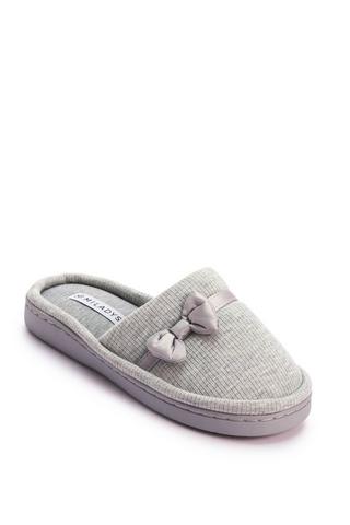 BOW TRIM SLIPPERS GREY