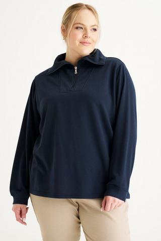 FLEECE PULLOVER ZIP DETAIL NAVY