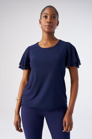 NAVY MESH TOP