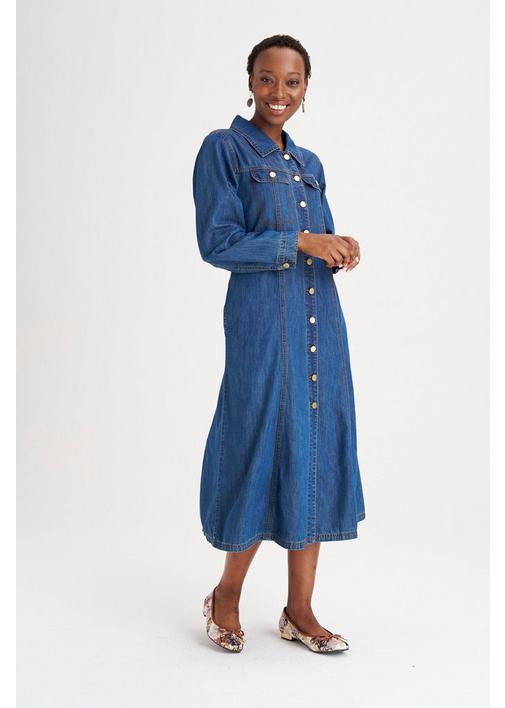white christmas dresses Women’s Denim Maxi Shirtdress – Wash Lab Malibu Blue / M main image 1