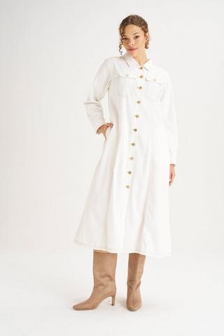 DENIM SHIRT DRESS CREAM