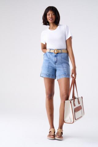 BELTED DENIM SHORTS LIGHTWASH