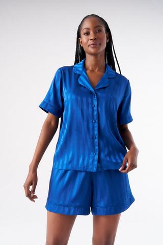 SATIN SLEEP SET BLUE