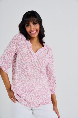GEO PRINT HENLEY TOP