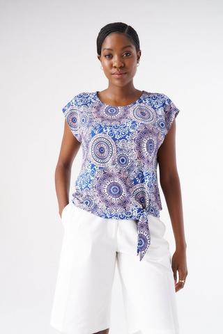 SIDE KNOT TOP ABSTRACT PRINT