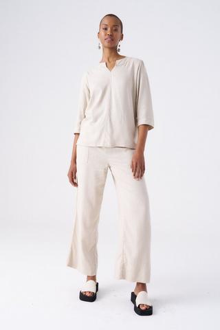 LINEN BLEND WIDELEG PANTS