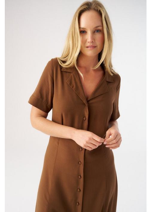 chocolate brown shirt dress Buy Women's Solid Chocolate Brown Maxi Dress with Shirt Collar & 3/4 sleeves - Nayo Clothing | Trendia. XXXL main image 1