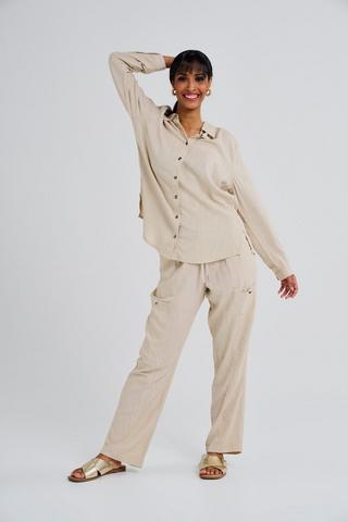 TAPERED ELASTICATED PANTS STONE