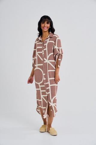 ABSTRACT PRINT SHIRT DRESS