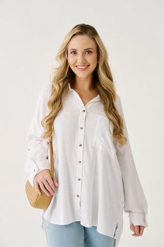 LINEN BLEND SHIRT LONGER LENGTH