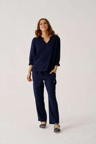 LINEN BLEND TAPERED PANTS