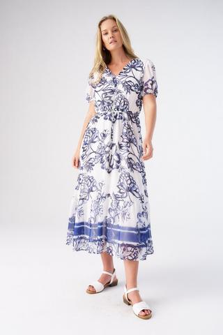 FLORAL PRINT EMPIRE WAIST DRESS
