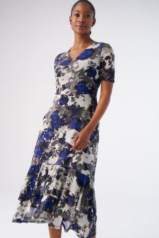MESH FLORAL PRINT DRESS