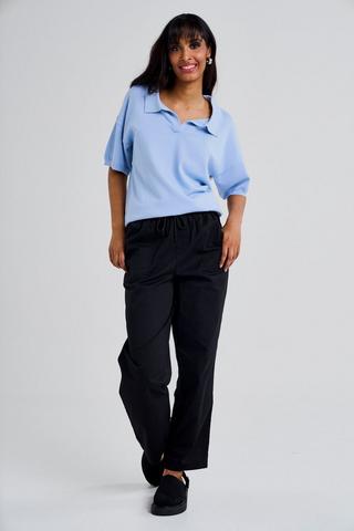 TAPERED CRACKER COTTON PANTS BLACK