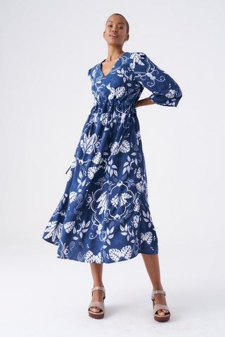TROPICAL PRINT KAFTAN DRESS