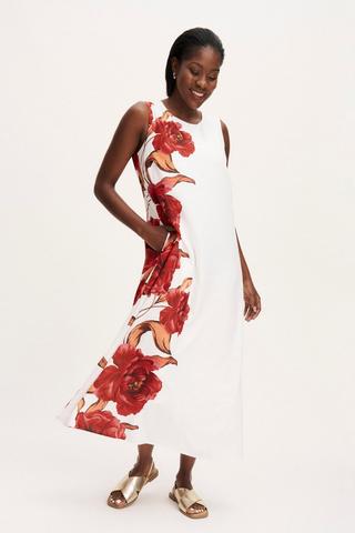 FLORAL PRINT COLUMN DRESS