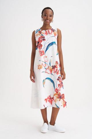 FLORAL PRINT TRAPEZE DRESS