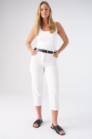 CREPE STRAIGHT LEG PANTS WHITE