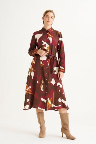 ABSTRACT PRINT SHIRT DRESS