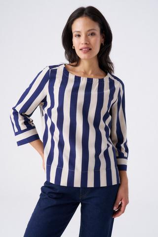 STRIPE BOXY TOP NAVY STONE
