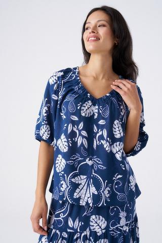 PAISLEY PRINT PEASANT TOP