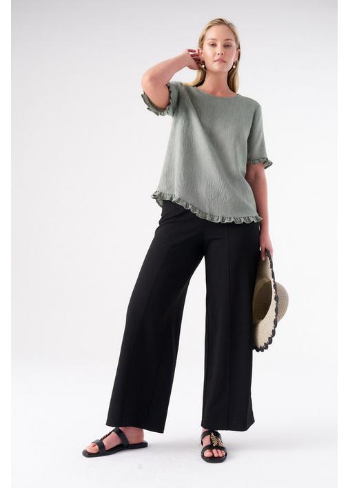 FRILL DETAIL BOXY TOP FATIGUE - XL - Fatigue | MILADYS
