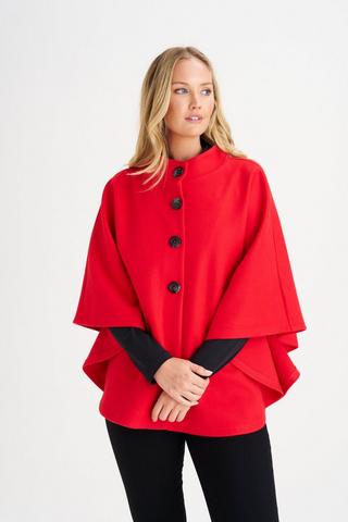 RED MELTON PONCHO