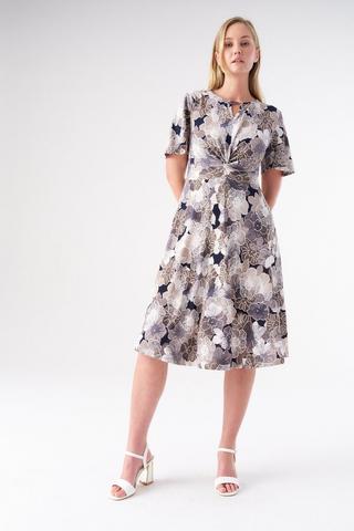 ABSTRACT PRINT FIT AND FLARE DRESS