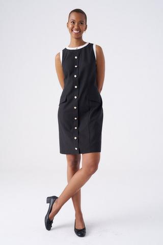 LINEN BLEND PINAFORE DRESS
