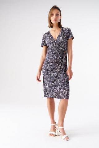 PRINTED WRAP DRESS