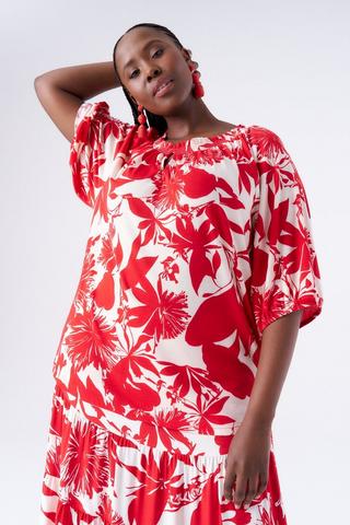 FLORAL PRINT PEASANT TOP