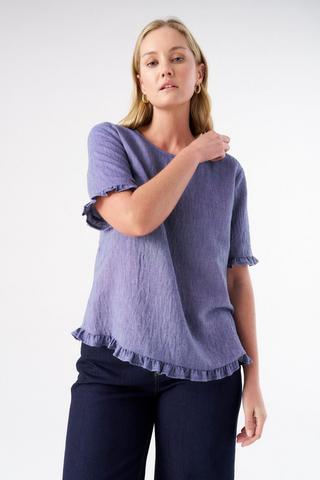 FRILL DETAIL BOXY TOP NAVY
