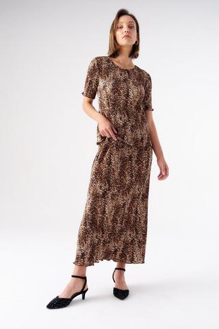 ANIMAL PRINT PLISSE SKIRT