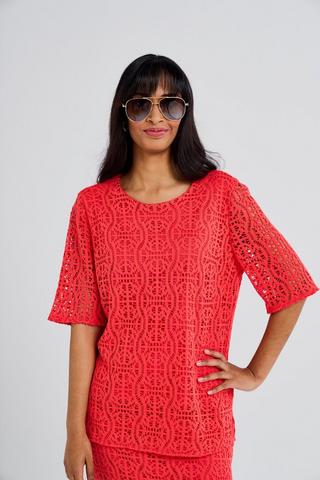 LACE TOP RED