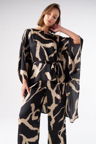 PRINTED SATIN KAFTAN TOP