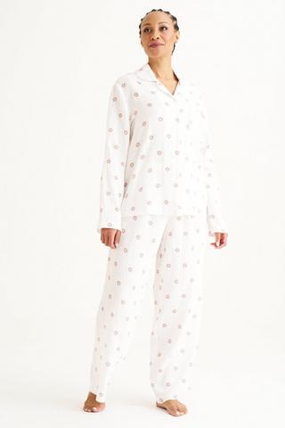 PRINTED BUTTON THROUGH SLEEP SET