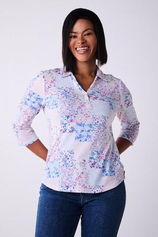 PRINTED COLLARED TOP
