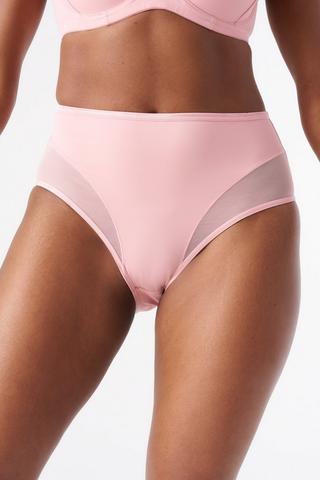 2 PACK HIGH CUT PANTIES WITH MESH DETAIL