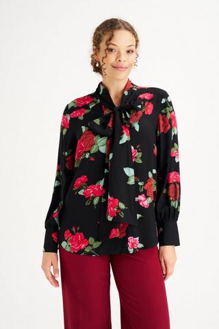 FLORAL PRINT BLOUSE BLACK