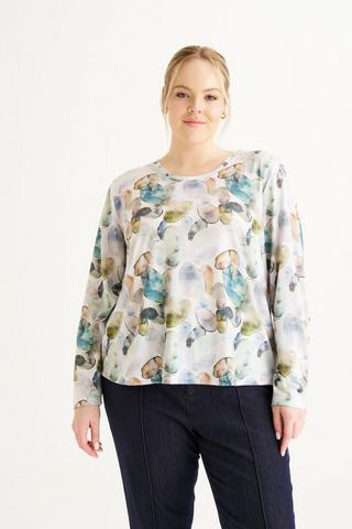 LONG SLEEVE FLORAL PRINT T-SHIRT