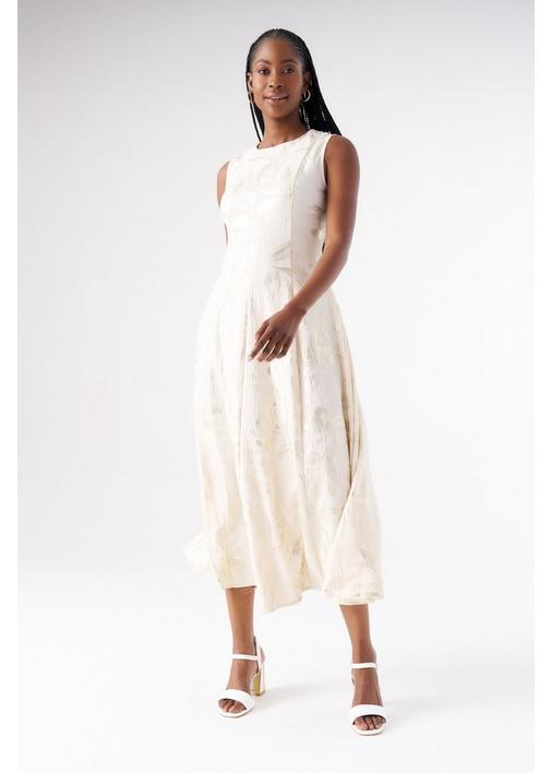 FIT AND FLARE GOLD LEAF DRESS - XXL - Multi | MILADYS