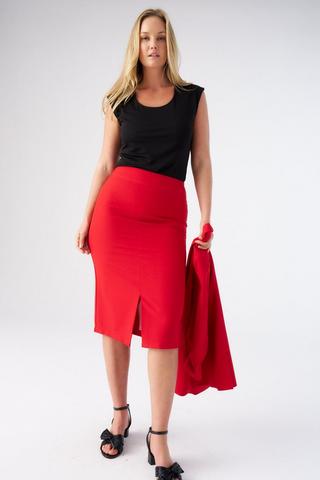 CREPE PENCIL SKIRT RED