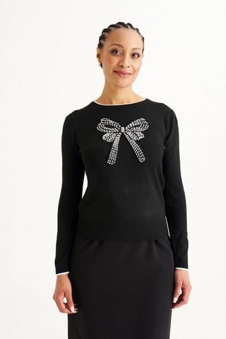 EMBELLISHED KNIT TOP BLACK