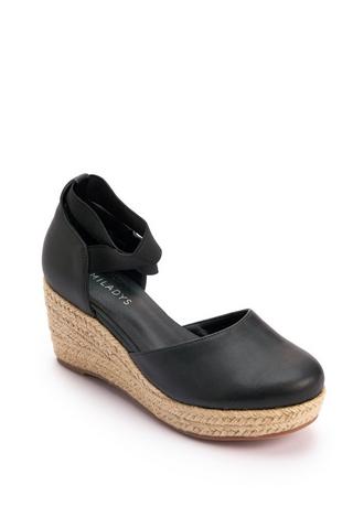 ANKLE STRAP WEDGE BLACK