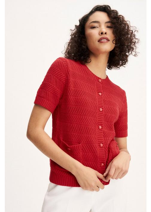 KNITTED CARDIGAN RED S Fire Engine Red MILADYS