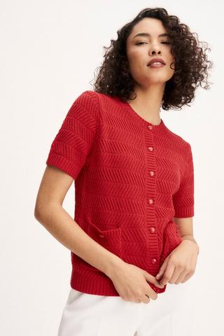 KNITTED CARDIGAN RED