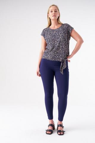 BENGALINE SLIM LEG PANTS NAVY