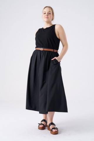 BELTED BLACK SKIRT